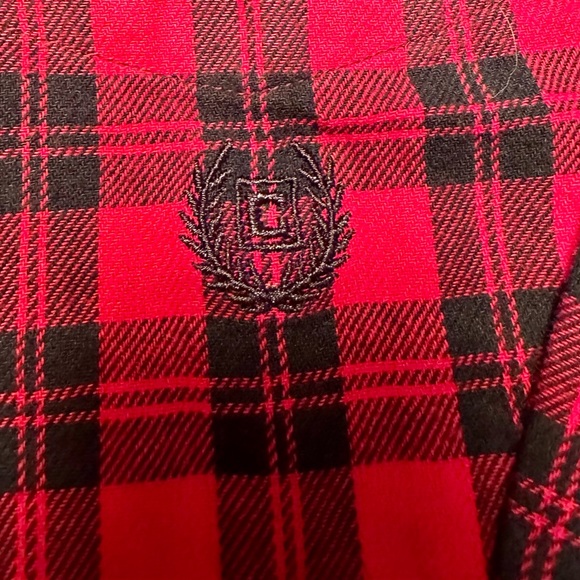 Chaps. Red and black buffalo plaid flannel long sleeve button-down. Size L. - Picture 3 of 4